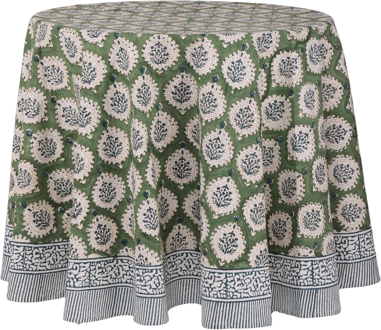 Kari Green 100% Cotton Round Boho Tablecloth for Any Occasion