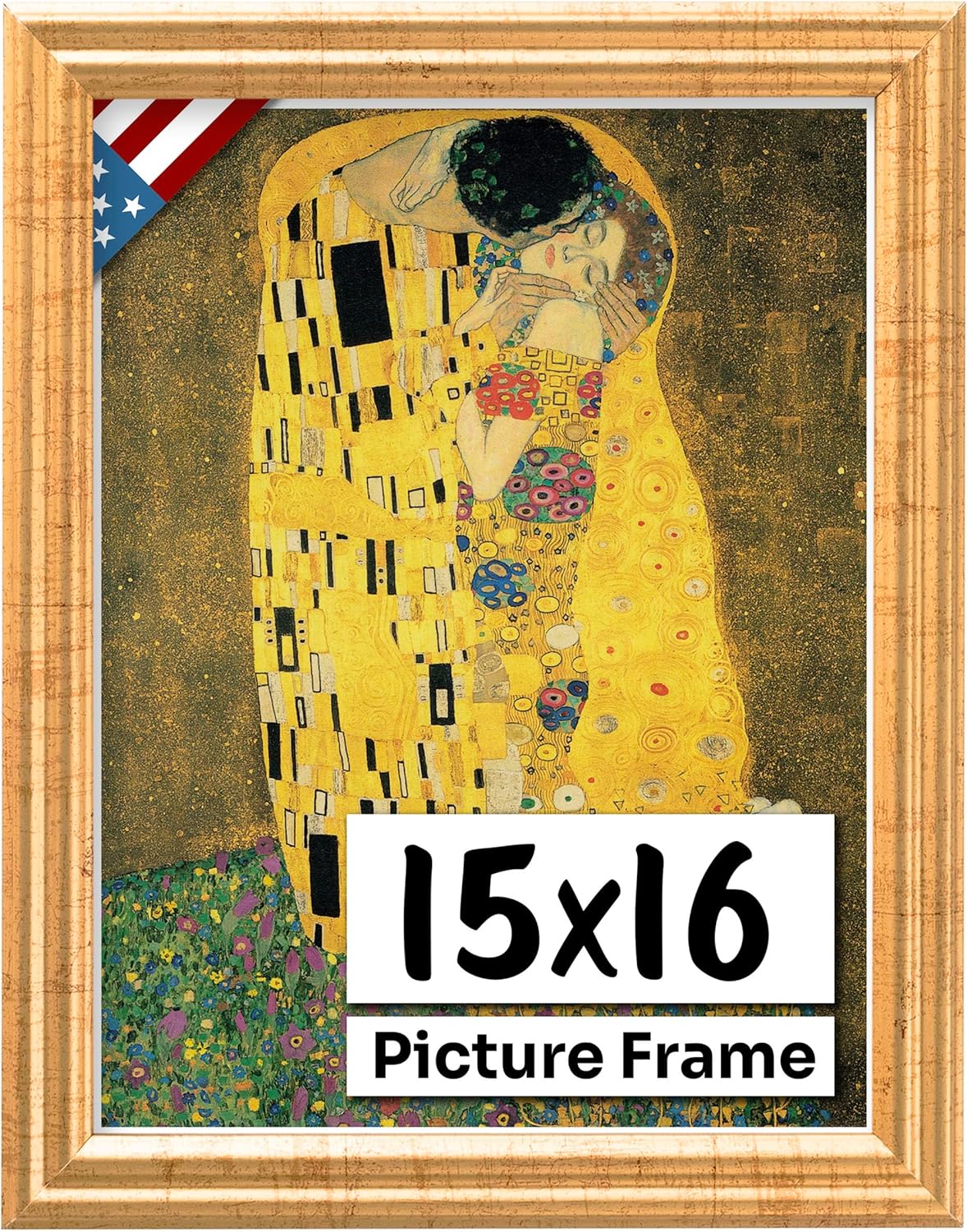 Antique Gold 15x16 Picture Frame - Handmade Solid Wood Frame