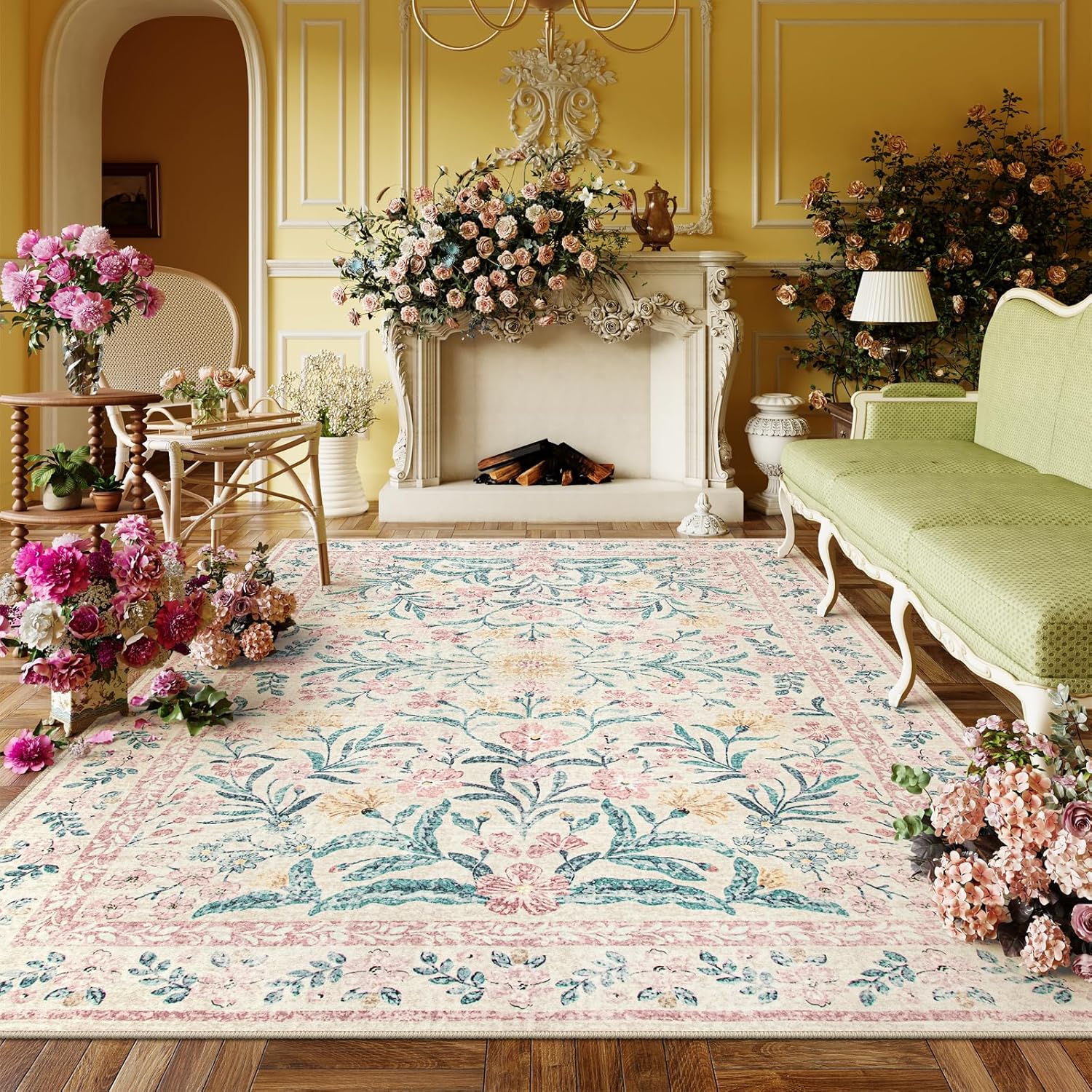 Lahome Pink Boho Rugs for Living Room 5x7 - Soft & Stylish