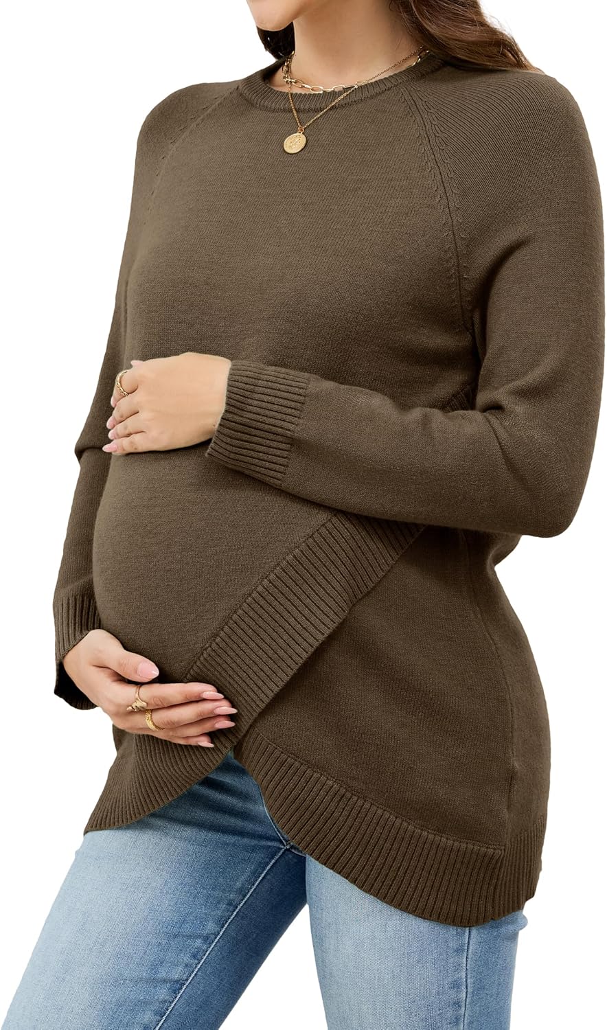 OUGES Women's Wool Blend Maternity Sweater for Comfort & Style