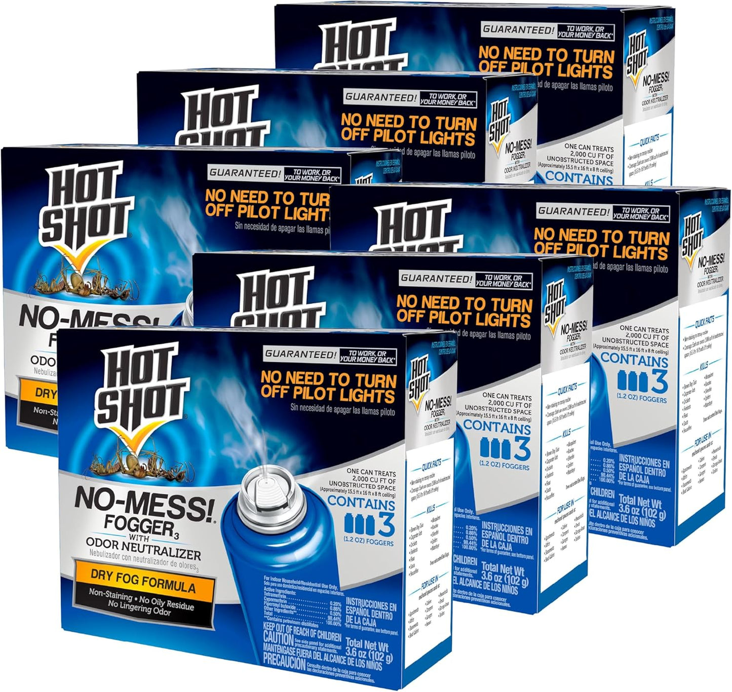 Hot Shot No-Mess Fogger with Odor Neutralizer - 6 Pack