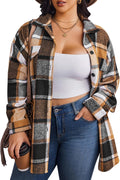 Women's Plus Size Flannel Plaid Shacket Button Down - Cozy Fall Layer