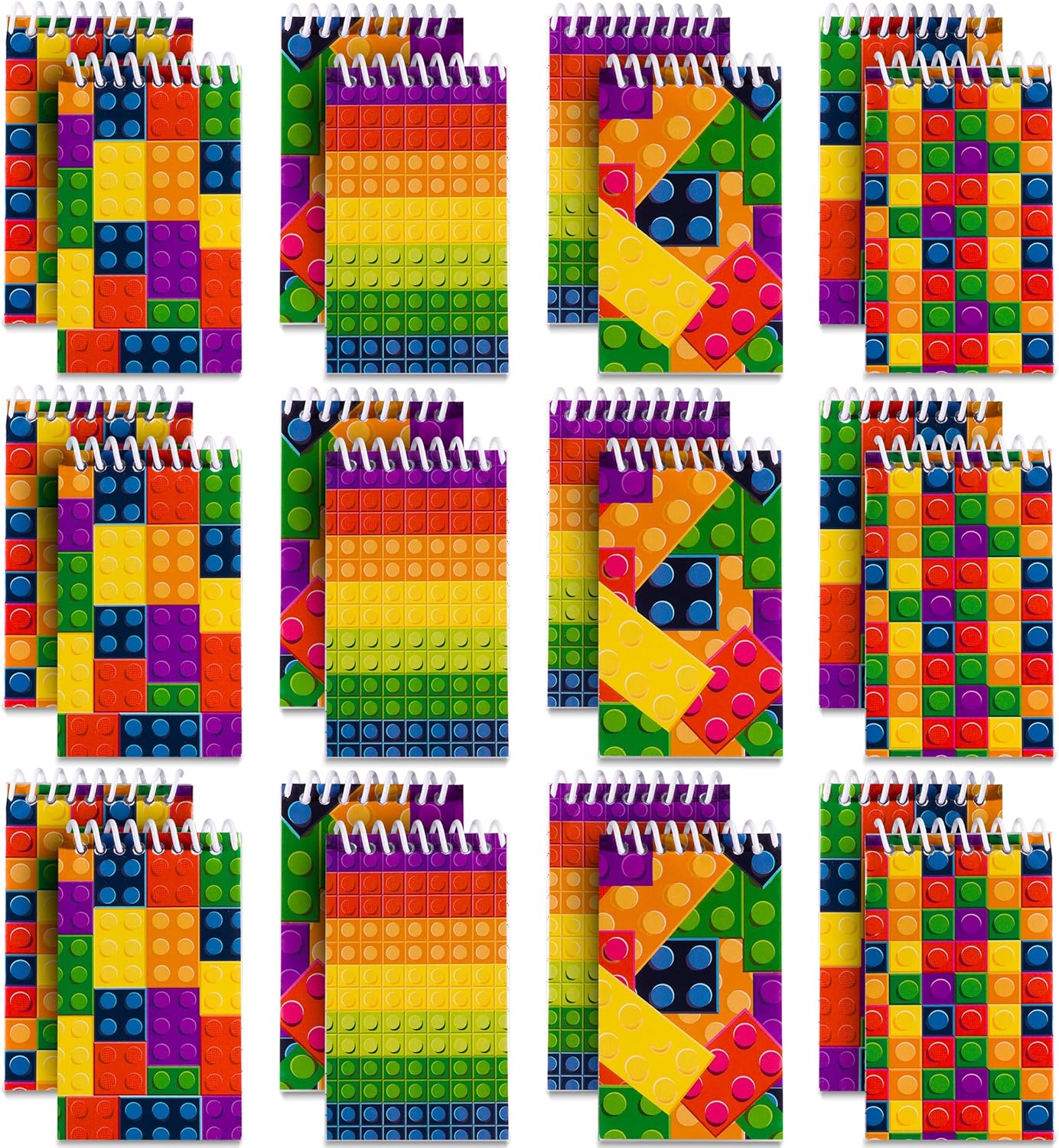 32 Assorted Brick Spiral Notepads - Fun Kids Party Favors!