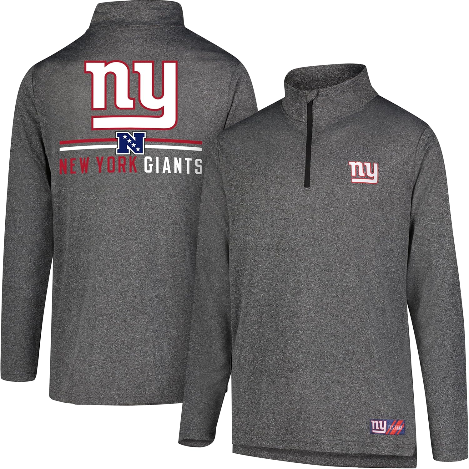 Ultra Game Men's NFL Super Soft Quarter Zip Long Sleeve T-Shirt