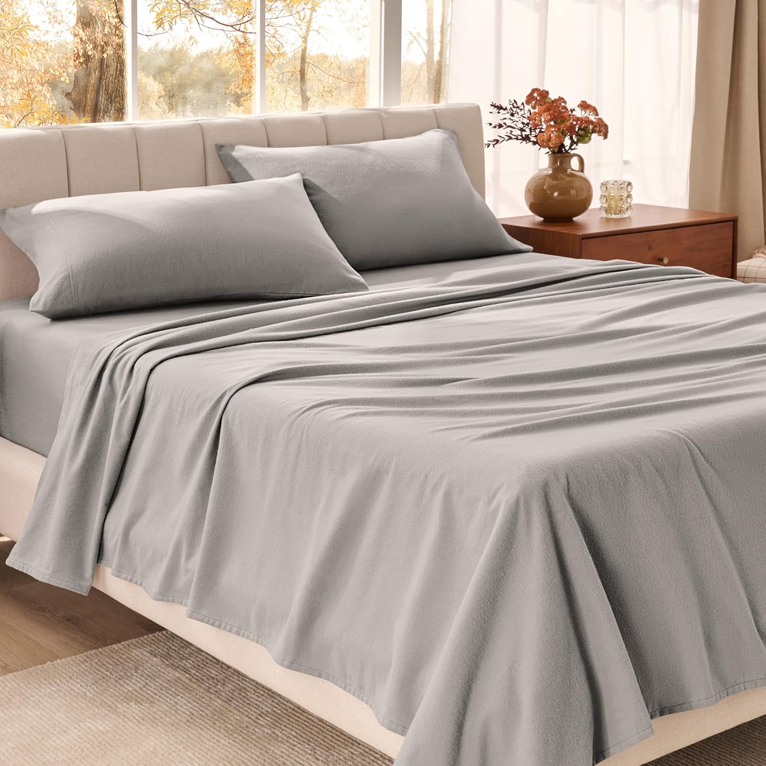 Bare Home Organic Cotton Flannel King Sheet Set for Comfort