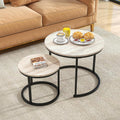Round Coffee Table Set of 2 - Space-Saving Nesting Tables for Small