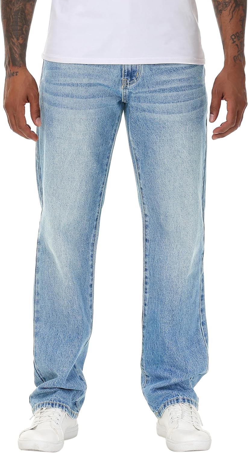 Men's Non-Stretch Regular Fit Straight-Leg Denim Pants Jeans