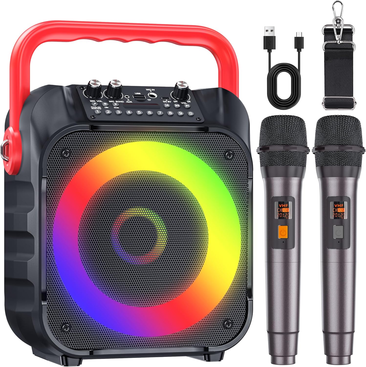 Karaoke Machine with Two Wireless Microphones for Fun Parties