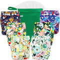 Cloth Diapers 6 Pack with Inserts & Wet Bag (Love, Flowers) - One Size