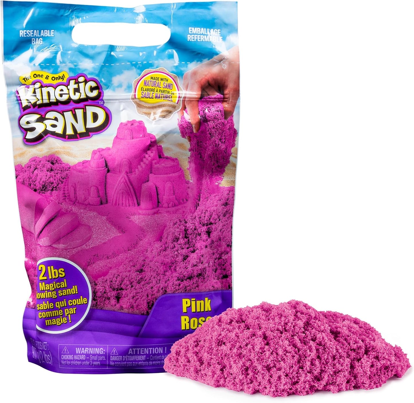 2lbs Pink Kinetic Sand - Moldable Sensory Fun!