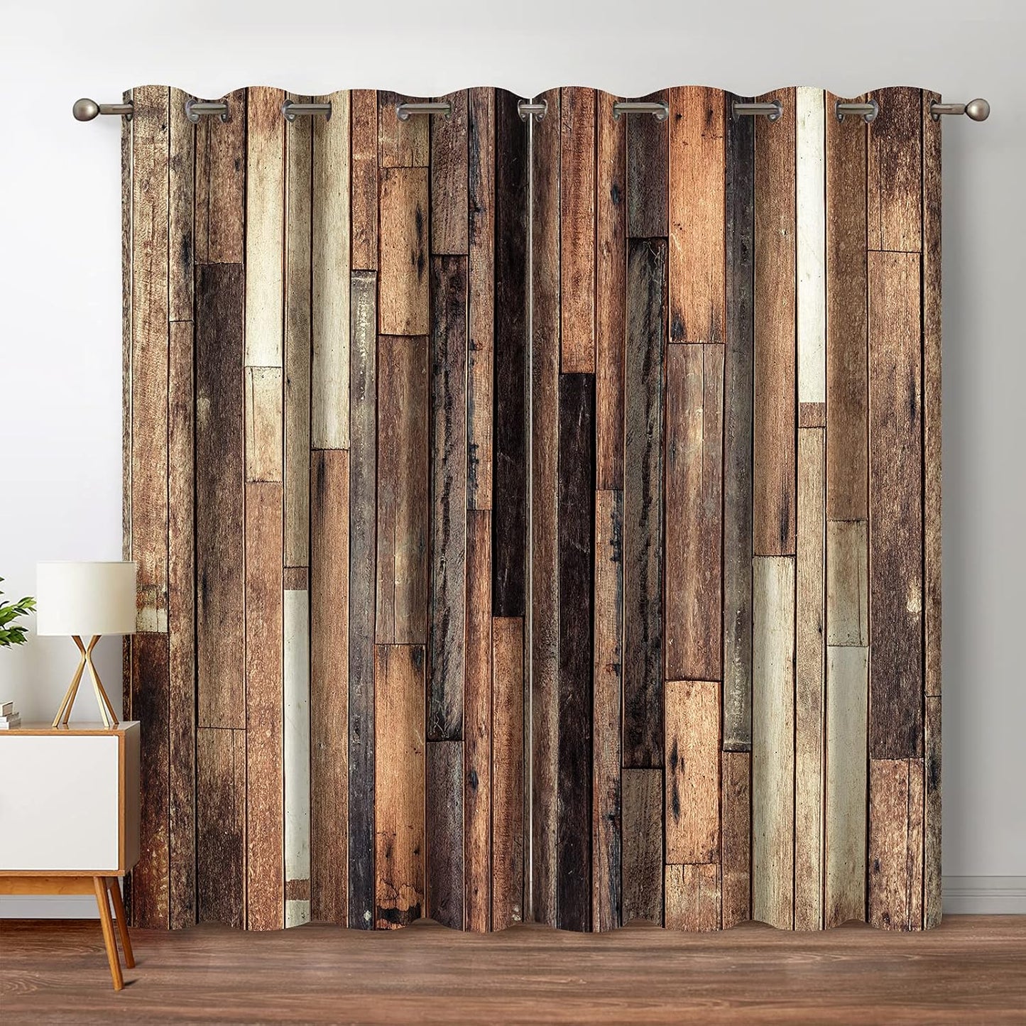 Jekeno Rustic Wooden Blackout Curtains for Bedroom and Living Room