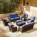 HILLGA Luxury Patio Furniture Set with 6-in Thick Cushion - 11PC Blue