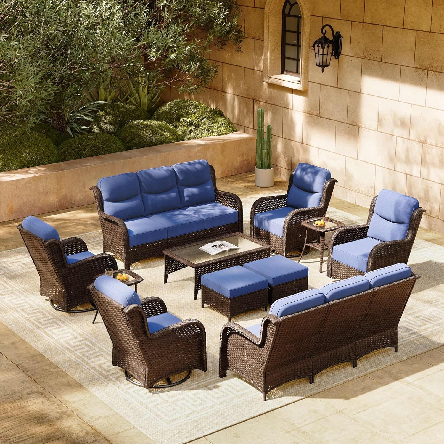 HILLGA Luxury Patio Furniture Set with Thick Cushions for Comfort