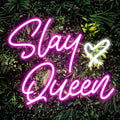 Slay Queen Neon Sign 15.3 in x 12.6 in - Pink LED Wall Light
