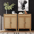 Rovaurx Rattan Floor Storage Cabinet Set of 2 - MidCentury Bathroom