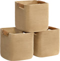 danpinera 3 Pack 11 in Woven Storage Baskets - Stylish Cotton Cubes