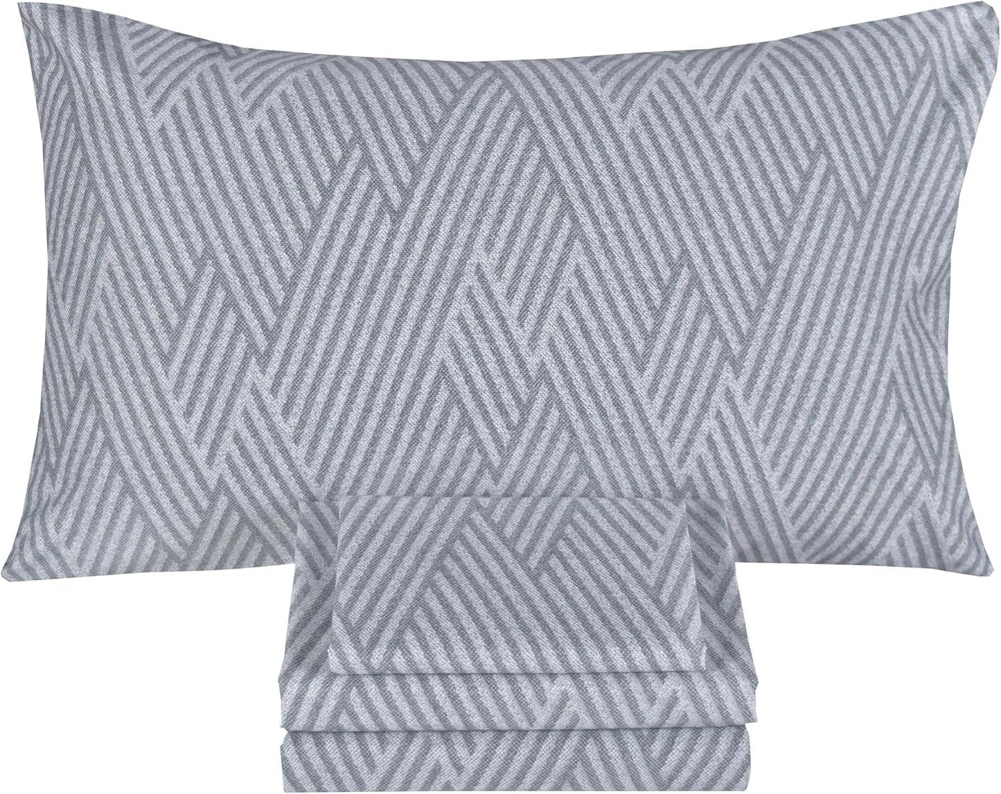 Scientific Sleep Gray Geometry Modern Stripes Full Bed Sheet Set