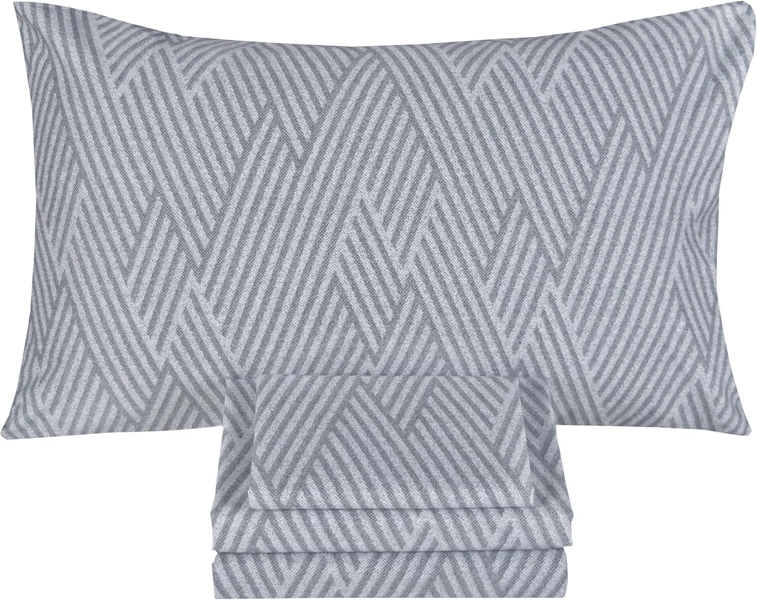 Scientific Sleep Gray Geometry Modern Stripes Full Bed Sheet Set