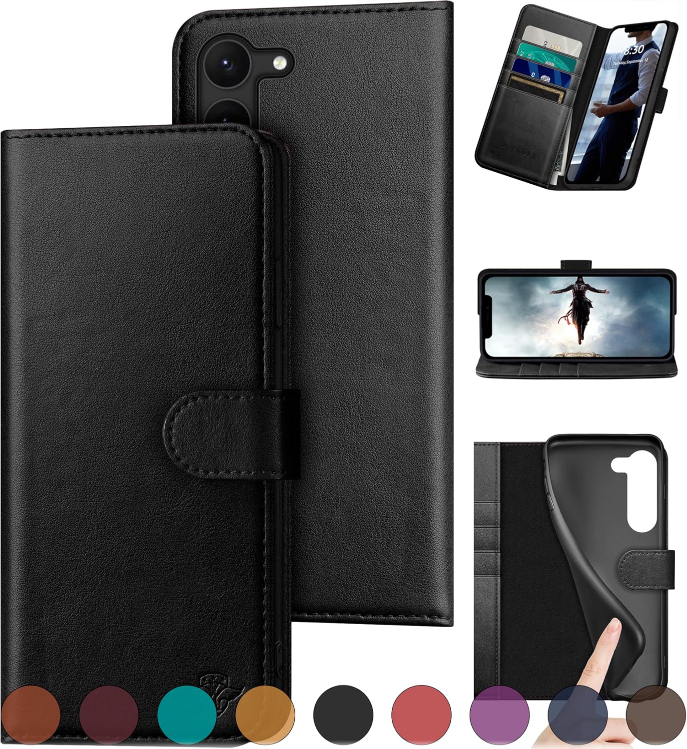 Leather Wallet Case for Samsung Galaxy S23 Plus - RFID Shielding