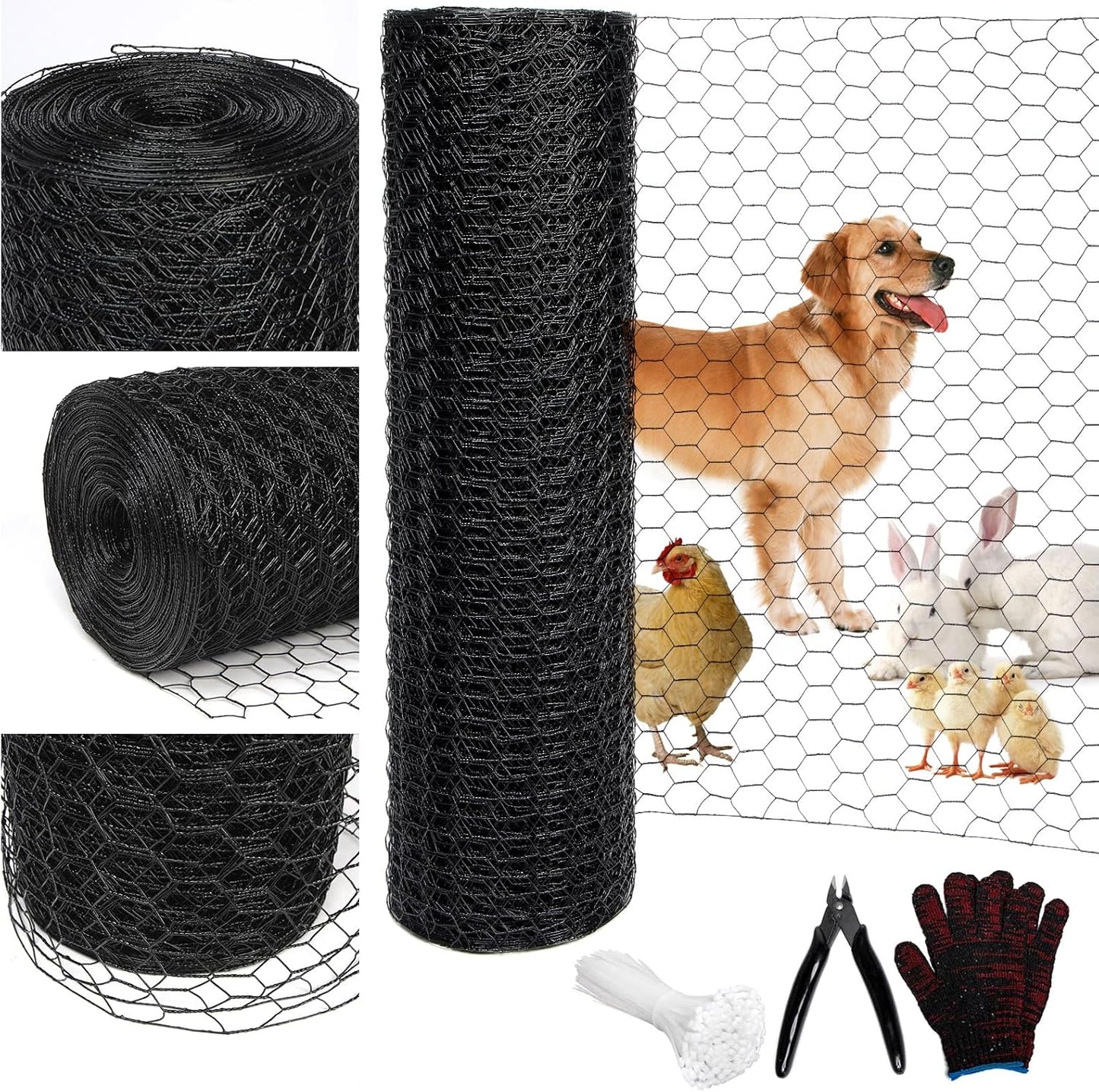 Durable Black 19GA Chicken Wire for Fencing and DIY Projects