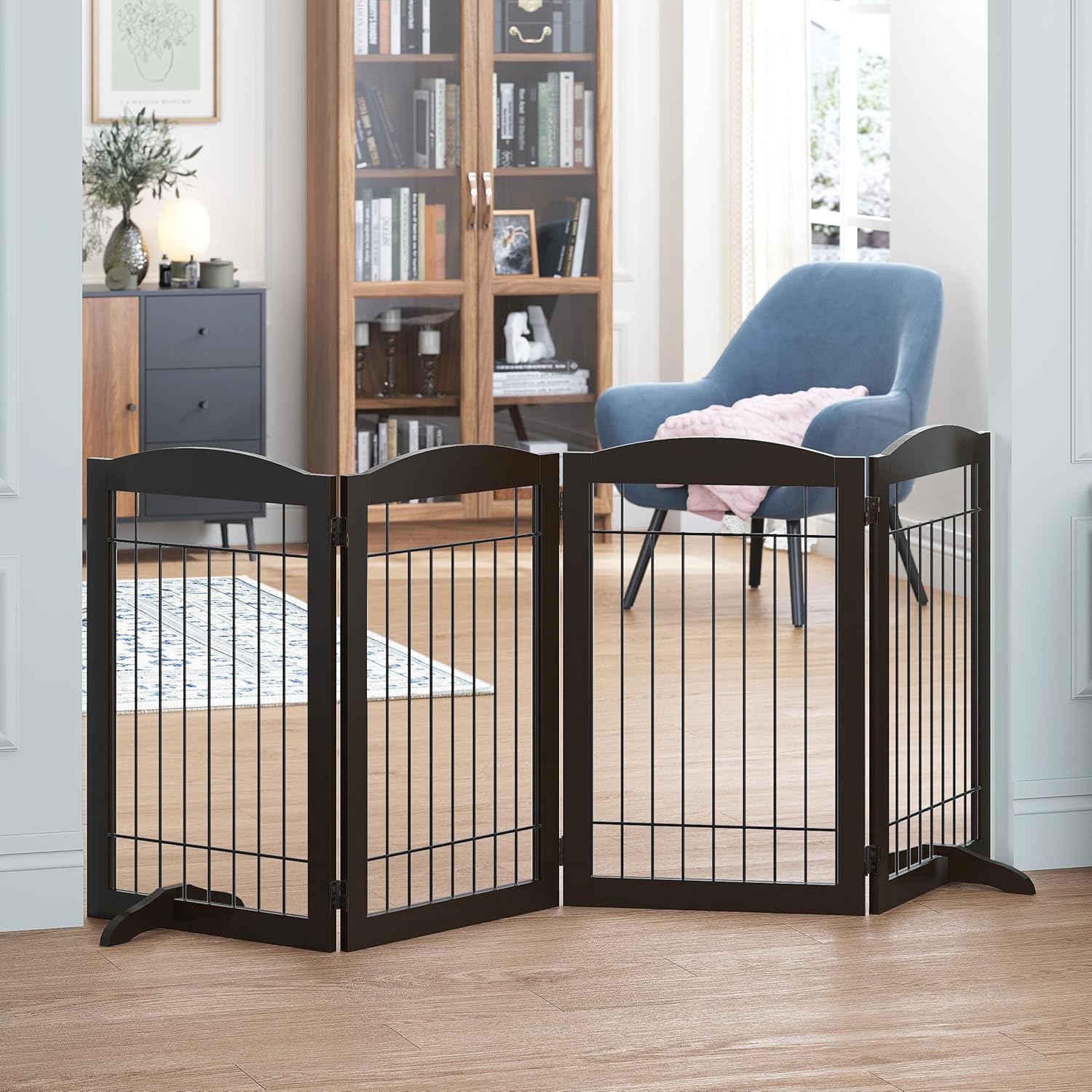 Spirich Freestanding Wire Pet Gate for Dogs - 30in Tall Safety Fence