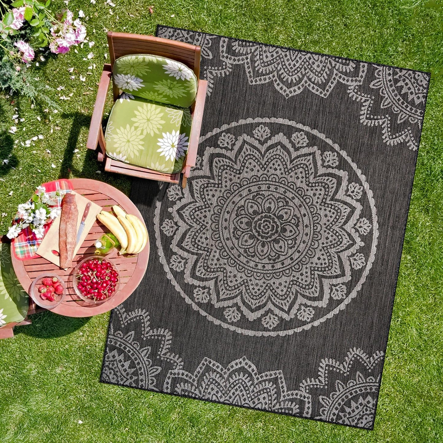 CAMILSON Outdoor Rug 5x7 for Indoor and Outdoor Use - Dark Grey