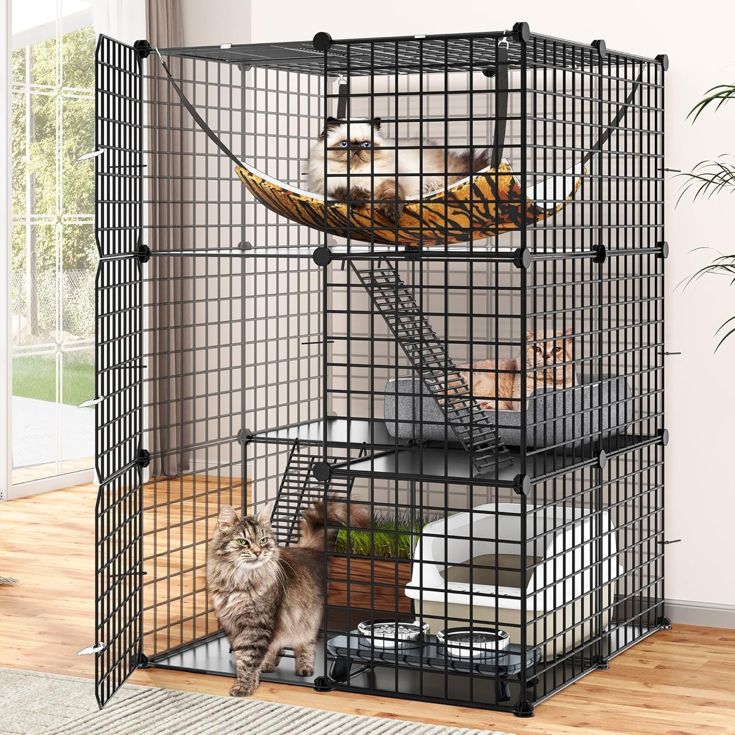 YITAHOME Metal Cat Cage Indoor: Spacious 3-Tier Enclosure