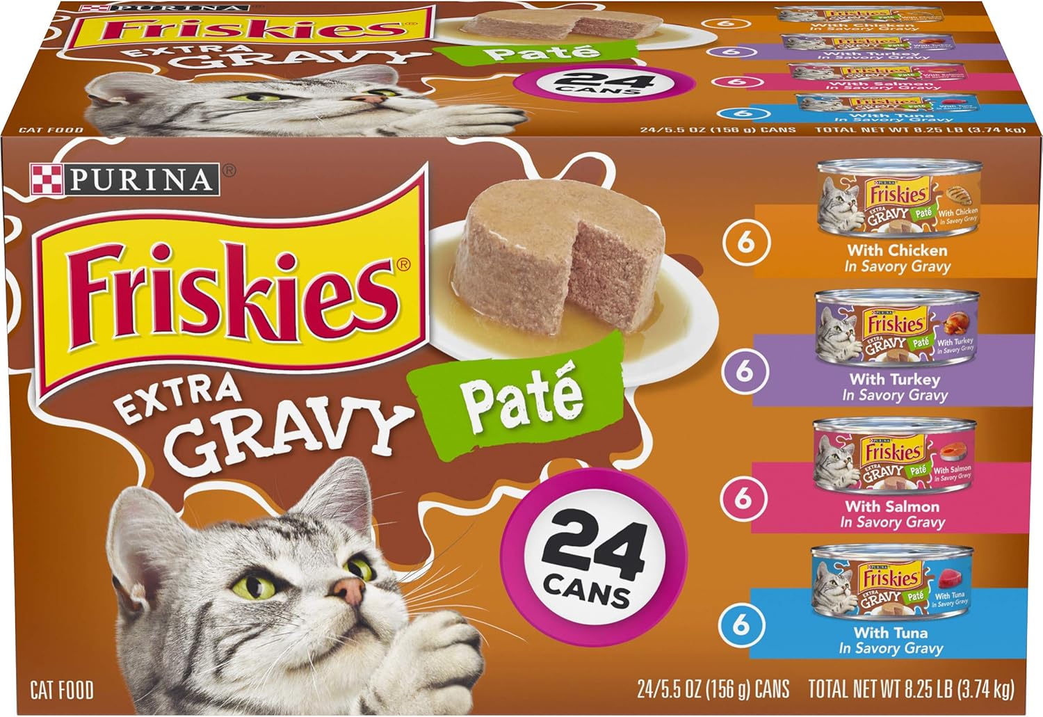 Purina Friskies Pate Wet Cat Food Variety Pack with Extra Gravy