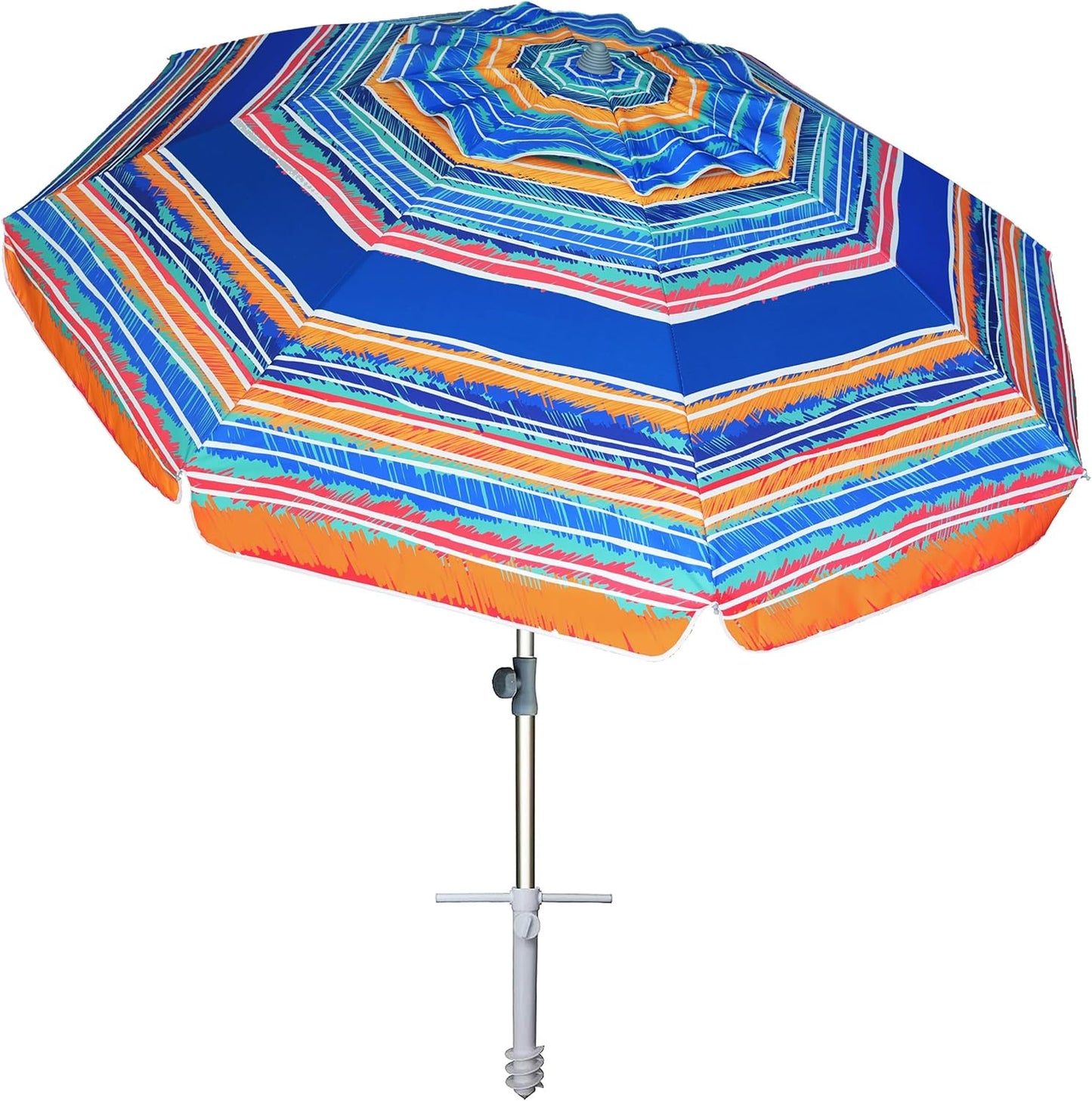 7ft Beach Umbrella with Sand Anchor for Ultimate Sun Protection