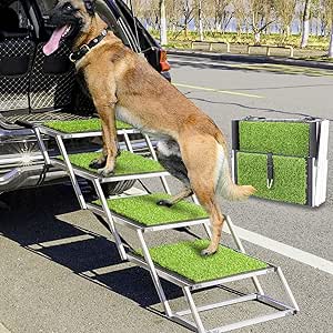 Extra Wide Dog Stairs for Large Dogs - Portable Steps for SUVs