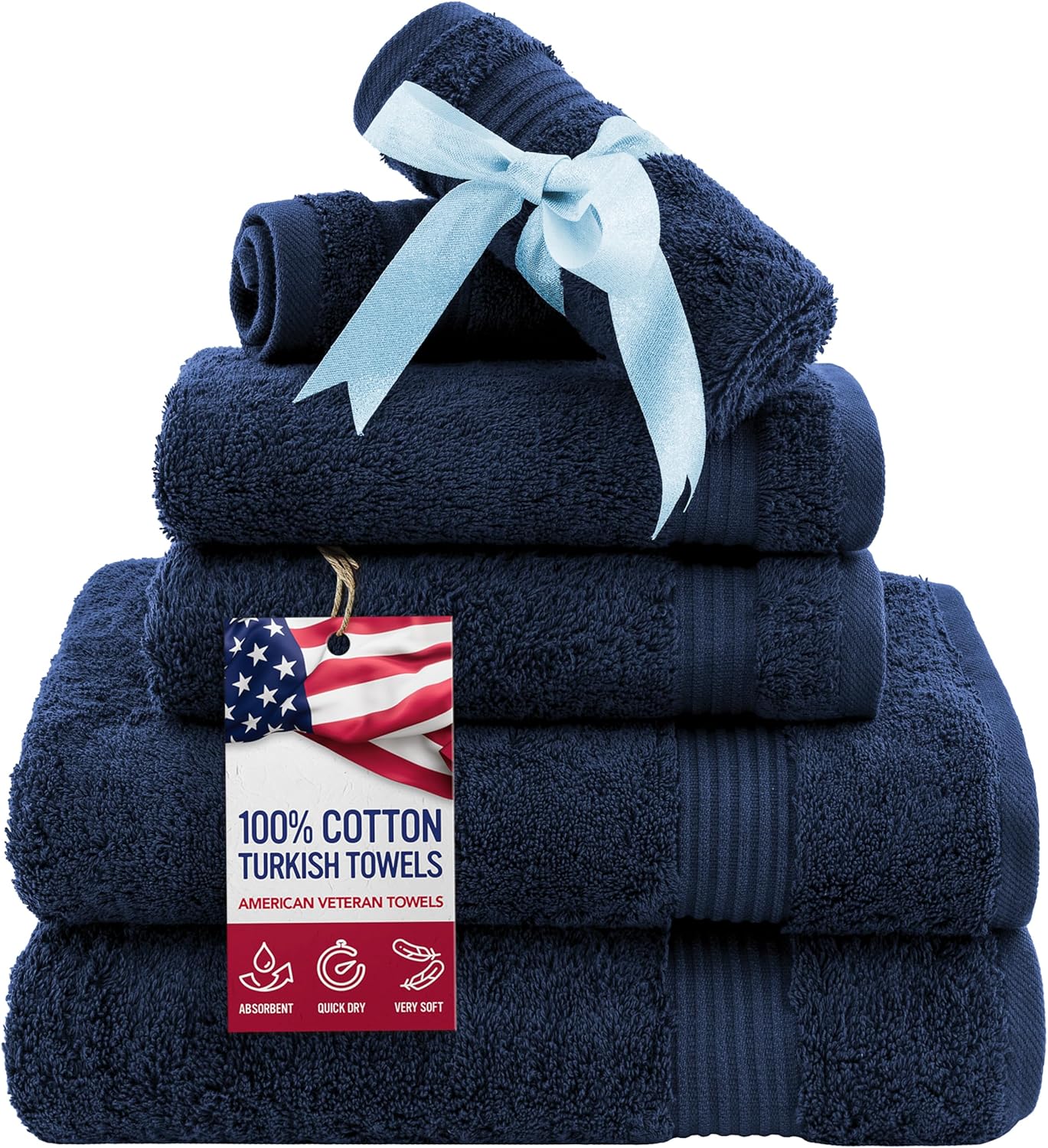 Turkish Cotton 6 Piece Towel Set for Luxurious Bathroom Use