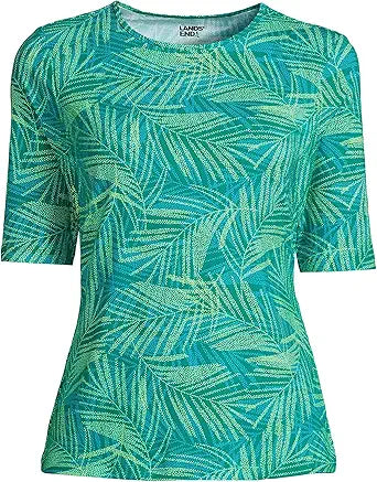 Lands' End Women's Crew Neck Rash Guard UPF 50 Swim Tee Review