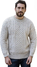 Aran Crafts Merino Wool Cable Crew Neck Sweater for Men and Women