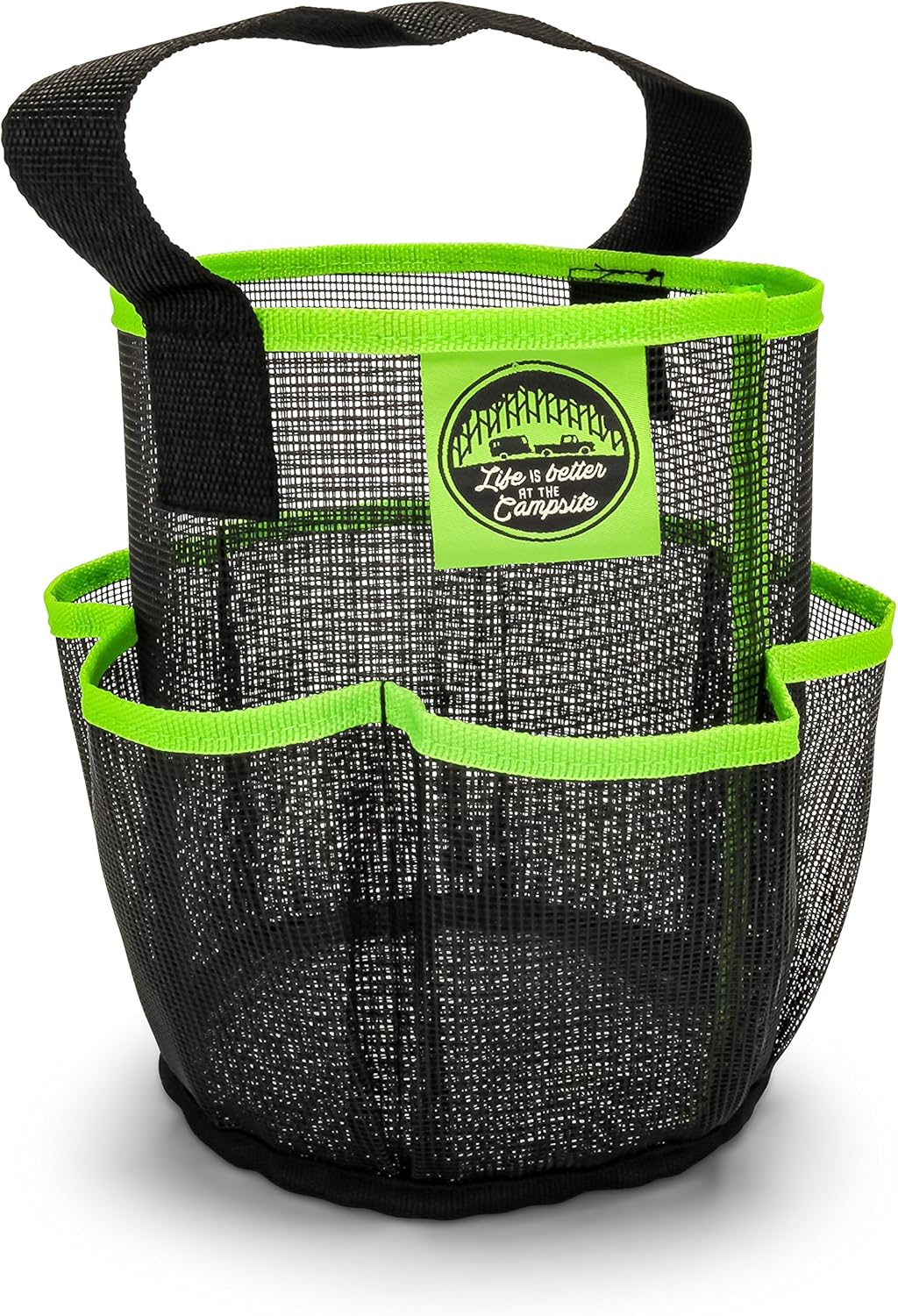 Camco Shower Caddy | Black & Green Mesh Organizer
