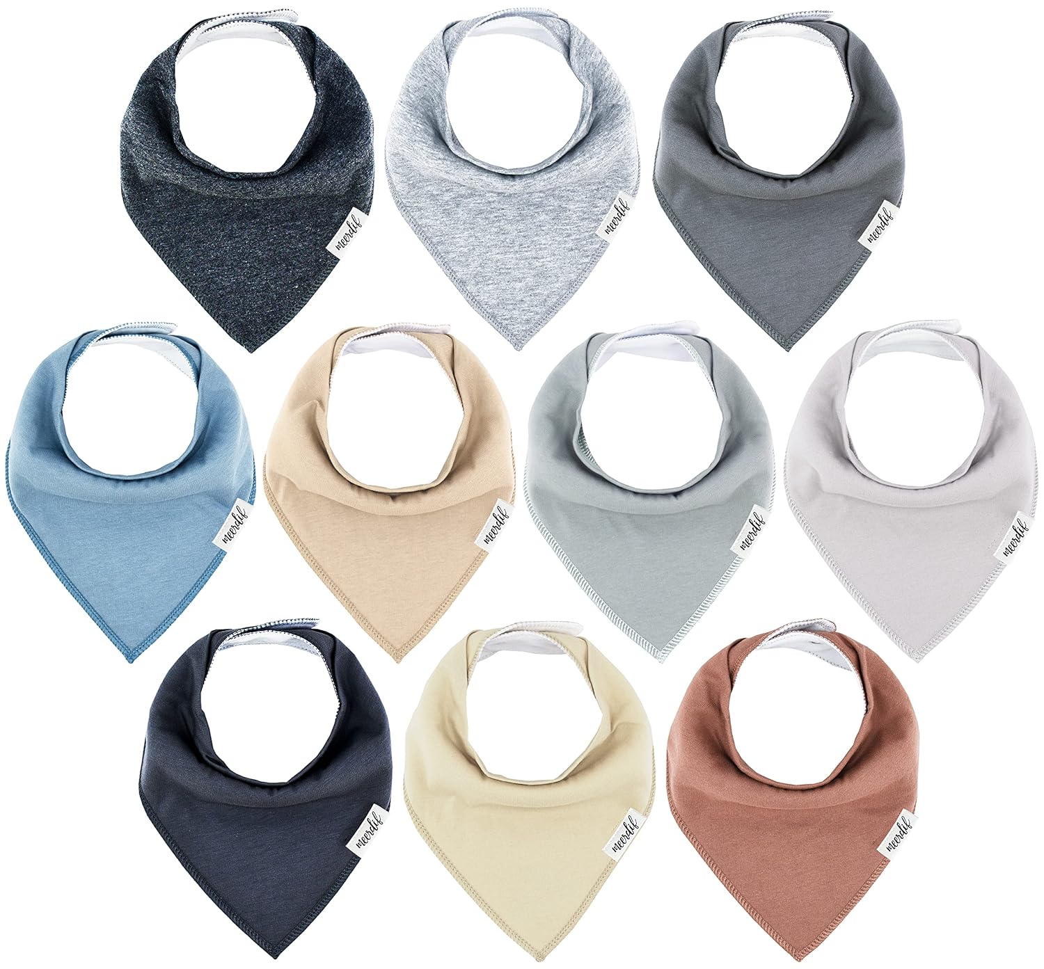 Meerdif 10-Pack Soft Cotton Baby Bandana Bibs