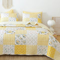 YIKUSH Twin Size Floral Quilt Set 2-Piece - Lightweight Yellow