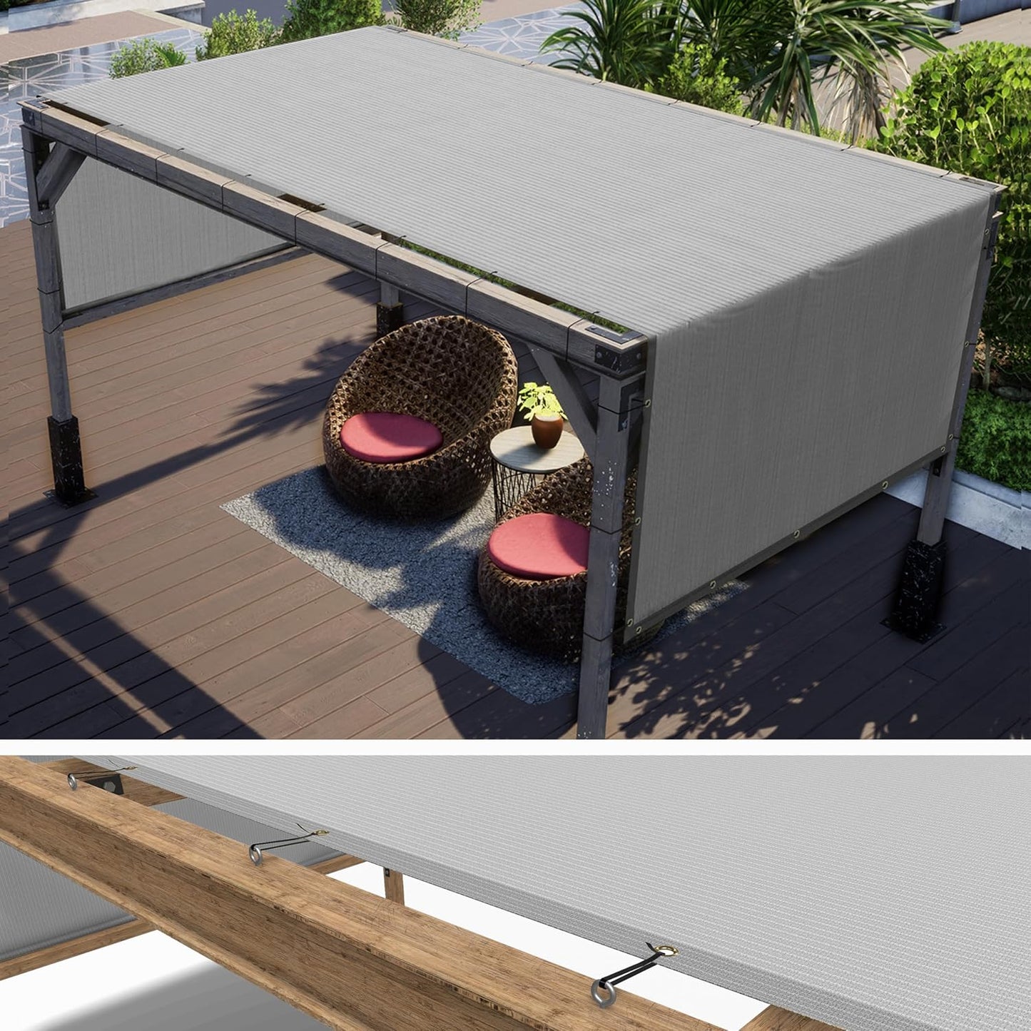 ColourTree 10ft x 15ft Grey Pergola Sun Shade Canopy Cover