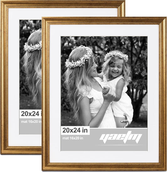 20x24 Gold Picture Frame Set of 2 for Wall Gallery Decor