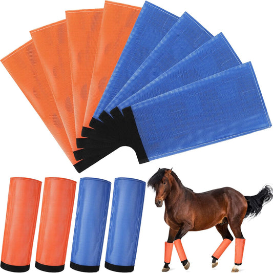 Set of 8 Mesh Fly Boots for Horses - Protective and Breathable