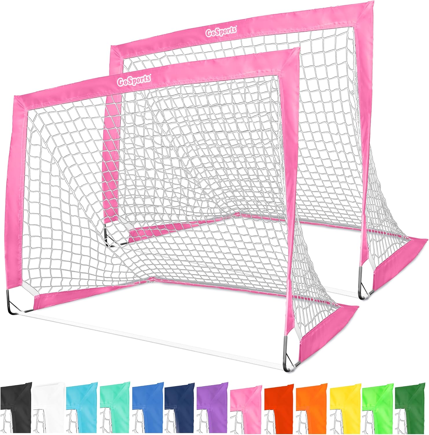 GoSports Portable Soccer Goals for Kids - Set of 2 Team Tone Nets