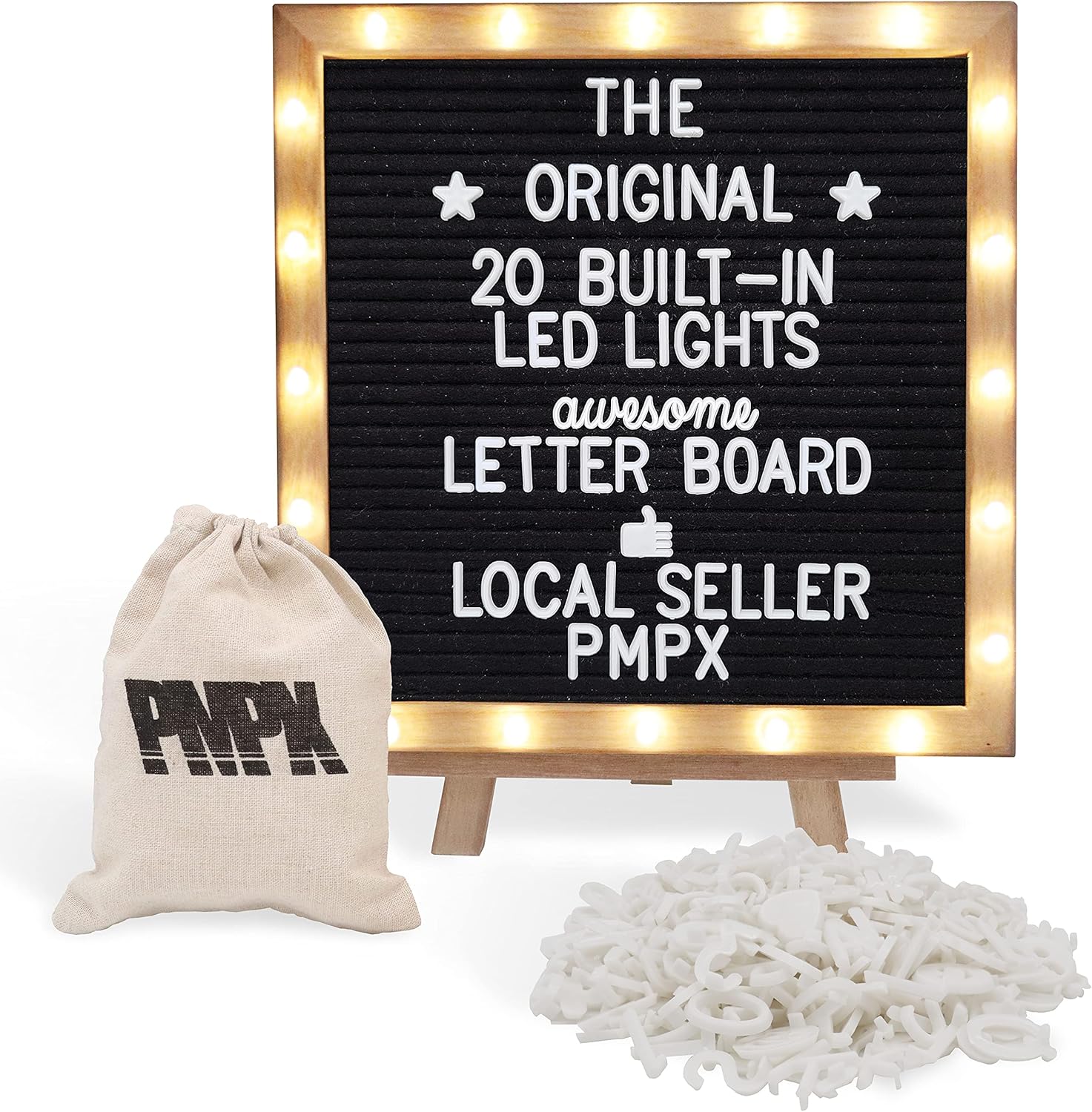 Letter Board with Stand and LED Lights for Custom Messages