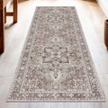 Sage Brown Washable Runner Rug 2.5x8 - Non Slip Flannel Runner