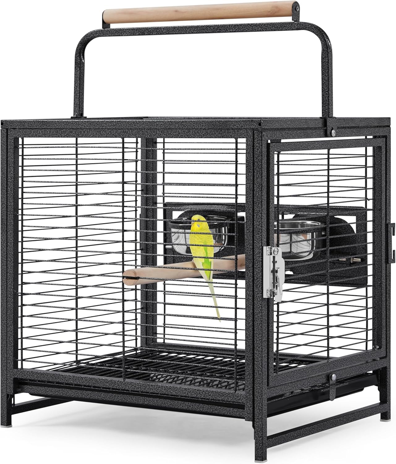 Wrought Iron Bird Travel Carrier Cage for Small Parrots & More