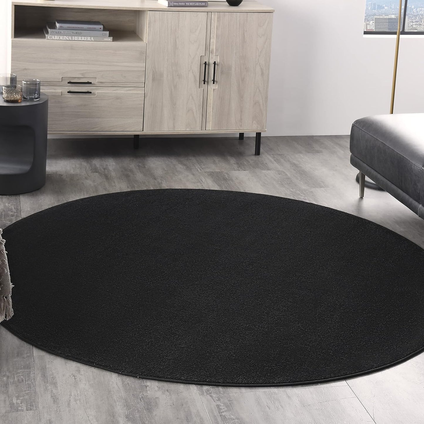 Nourison Home Essentials 6ft Round Black Fabric Outdoor Rug Review