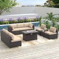 Kurapika Sand 10-Piece Patio Conversation Set with 43in Fire Pit