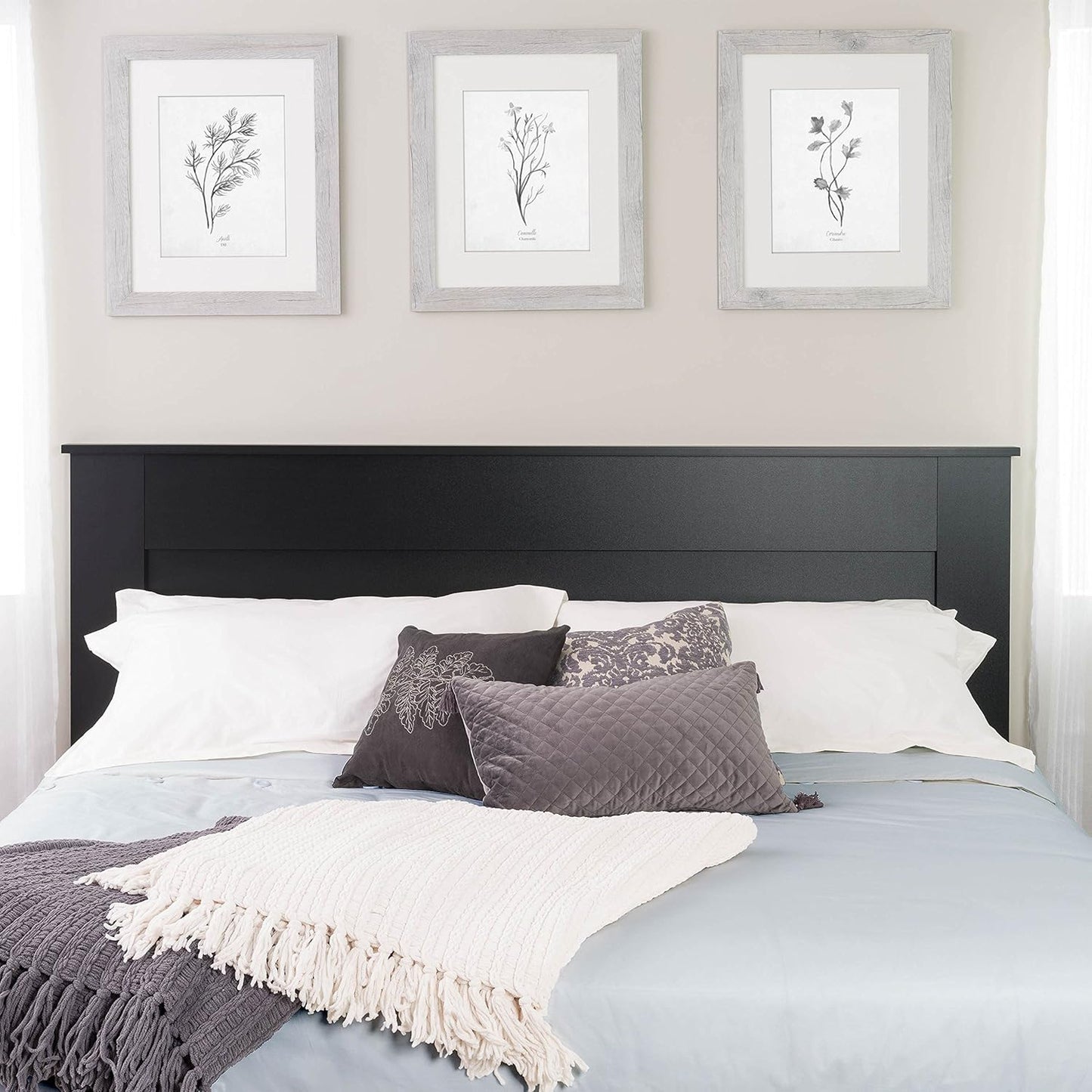 Stylish Flat Wood Panel Headboard for King Size Beds