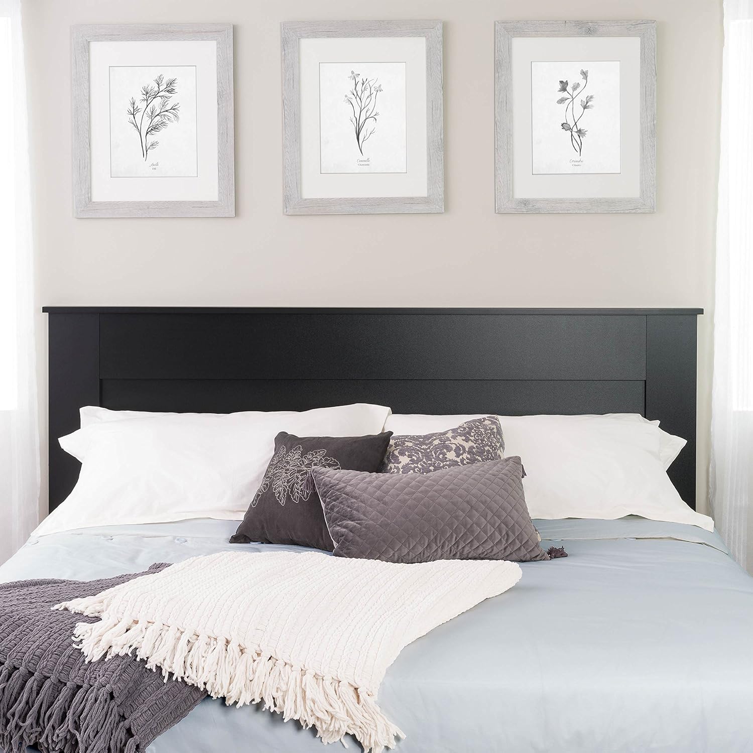 Stylish Flat Wood Panel Headboard for King Size Beds