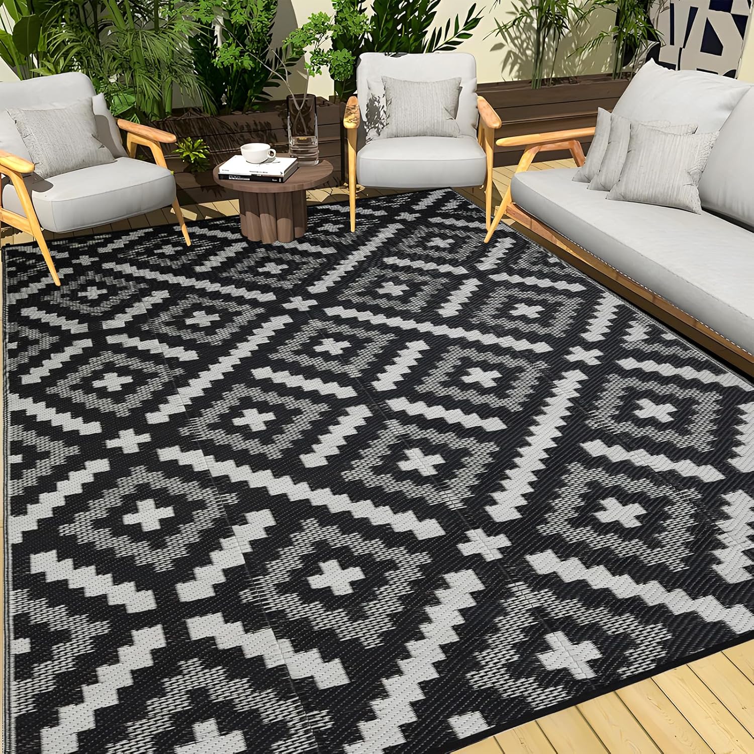 Outdoor Rug 9x12 ft Waterproof for Patios and Camping Trips