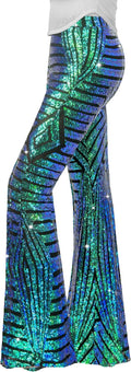 Nawgut Sequin Flare Pants Sparkly High Waisted Bell (Style KRTM)