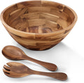 12.2ftin Large Salad Bowl with Serving Utensils - Rustic Acacia